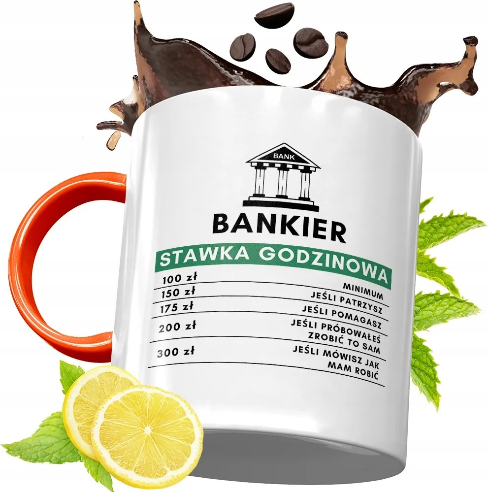 Narancssárga Bögre Bankárnak Ajándék fényképes nyomattal