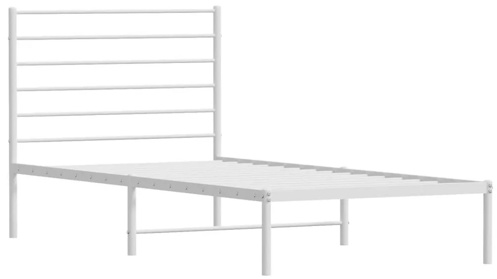 fehér fém ágykeret fejtámlával 80x200 cm