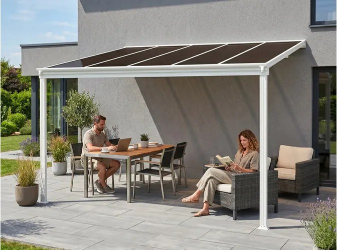 alumínium pergola LANITPLAST WALL 33 fehér + bronz PC LG2121