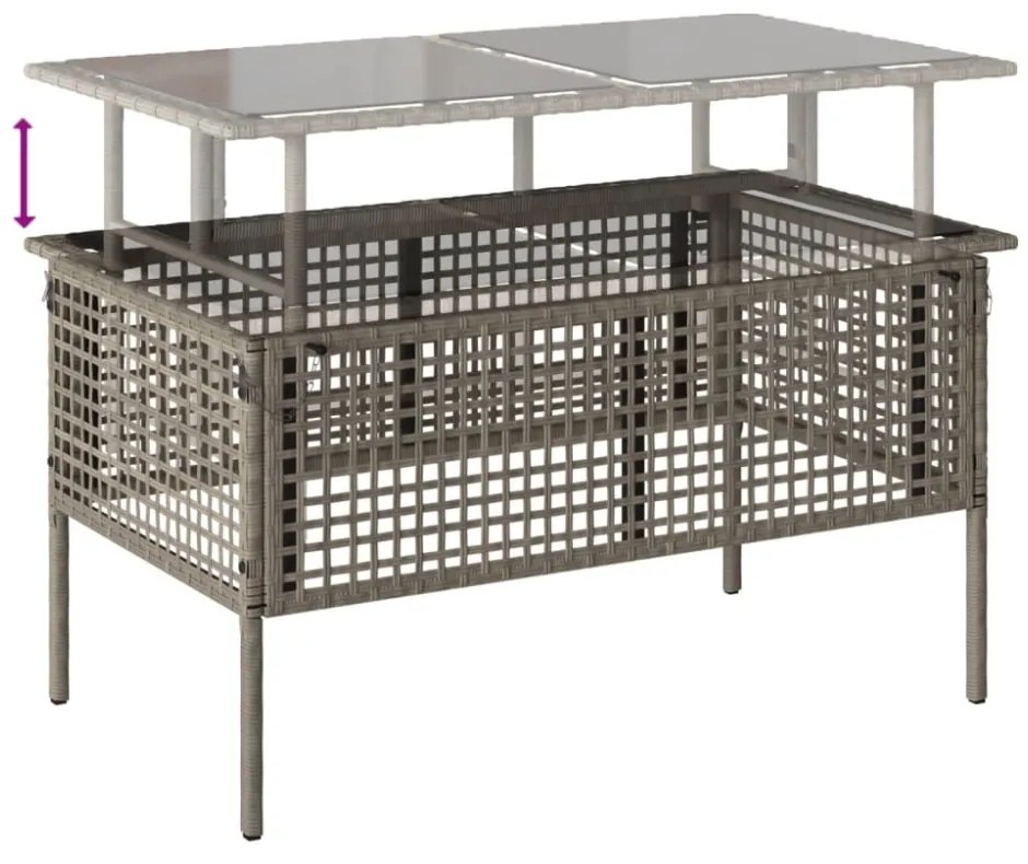 4 részes szürke polyrattan üveg kerti ülőgarnitúra párnákkal