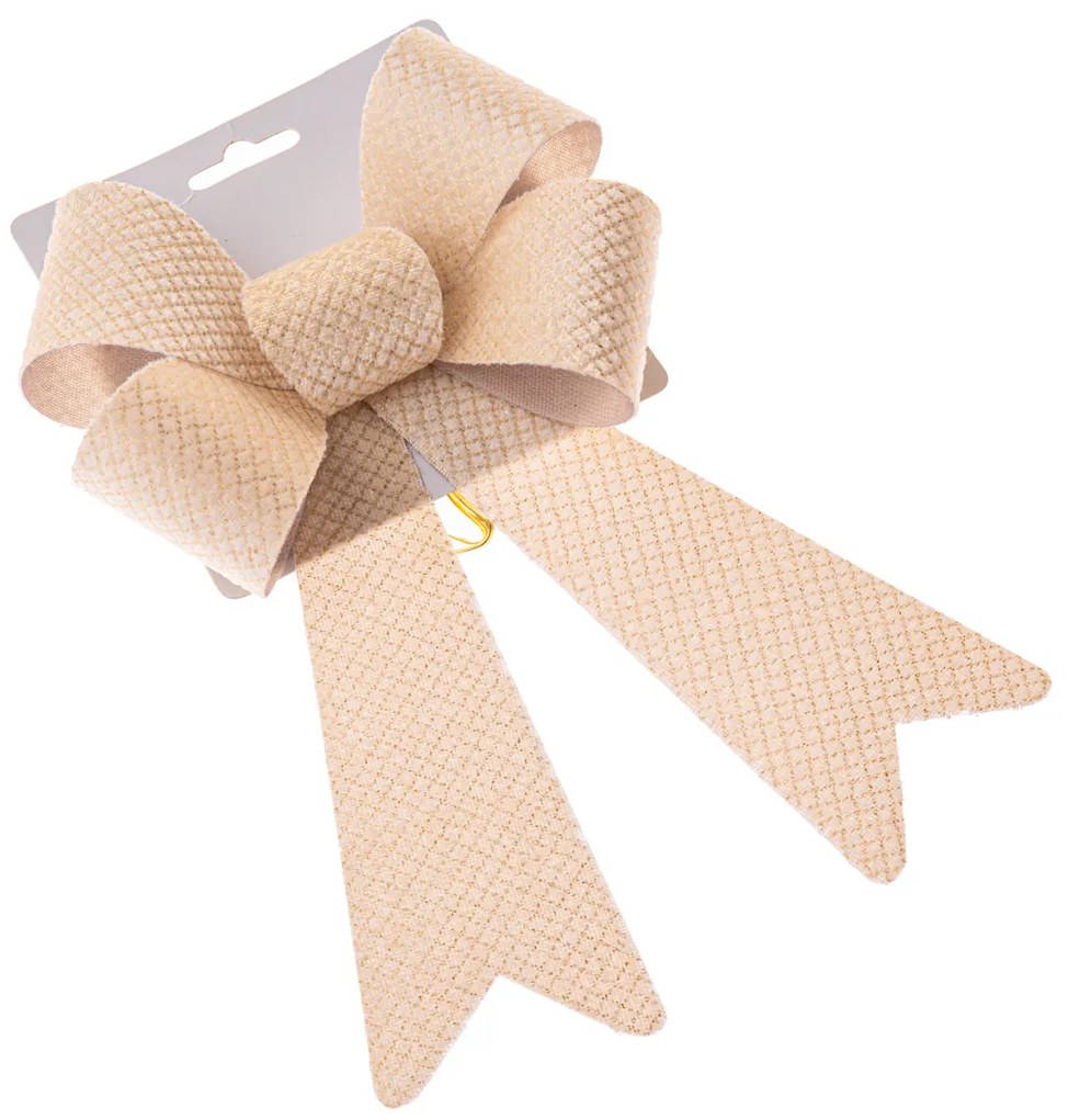 Karácsonyi masni 16 x 25 cm, krémes, 16 cm