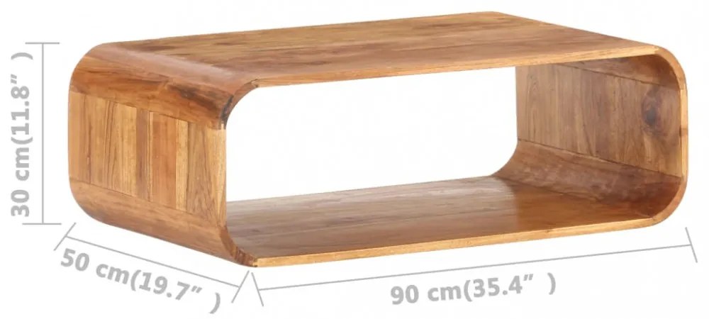 tömör akácfa dohányzóasztal 90 x 50 x 30 cm