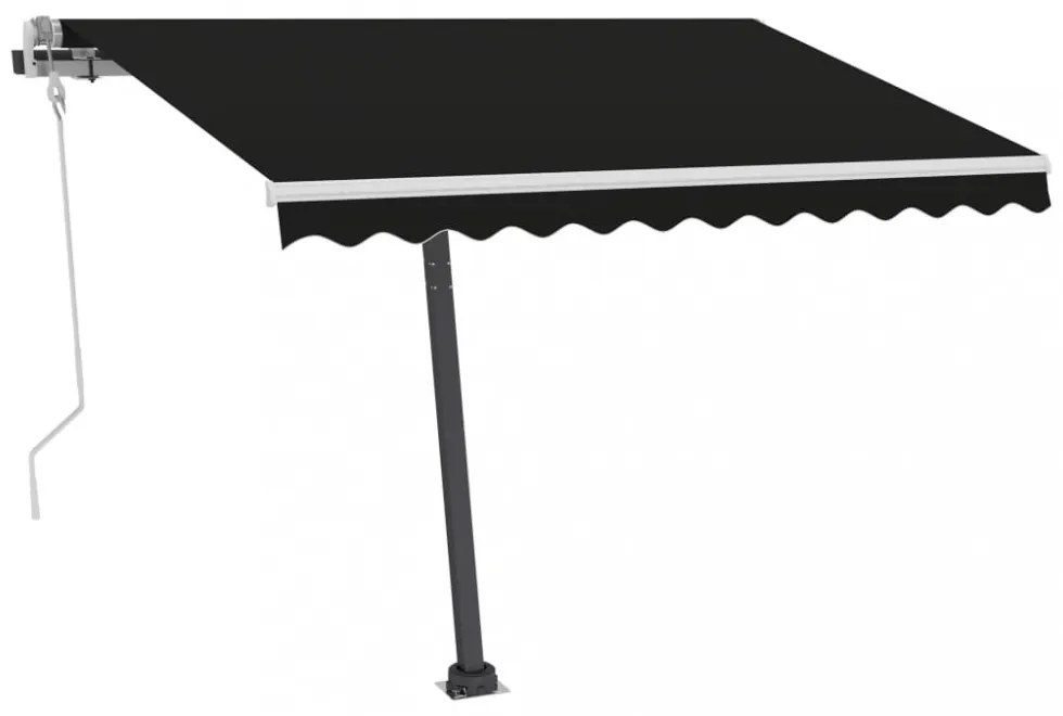 antracitszürke kézzel kihúzható LED-es napellenző 350 x 250 cm