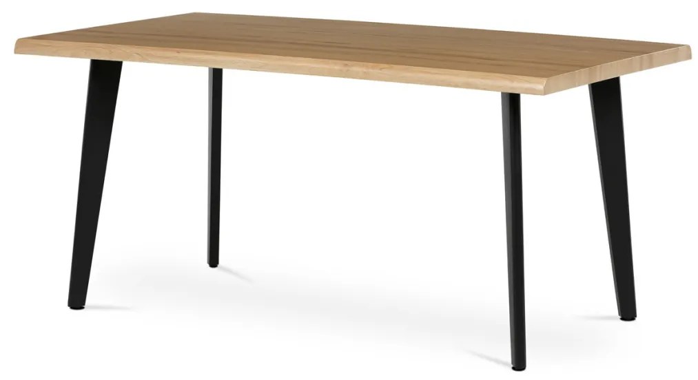 Étkezőasztal, 160x90x75 cm, MDF lap, vadtölgy dekor, fém lábak