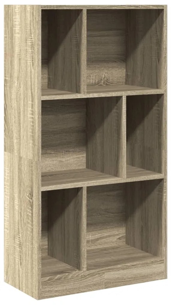 sonoma tölgy színű szerelt fa könyvszekrény 57x28,5x107,5 cm
