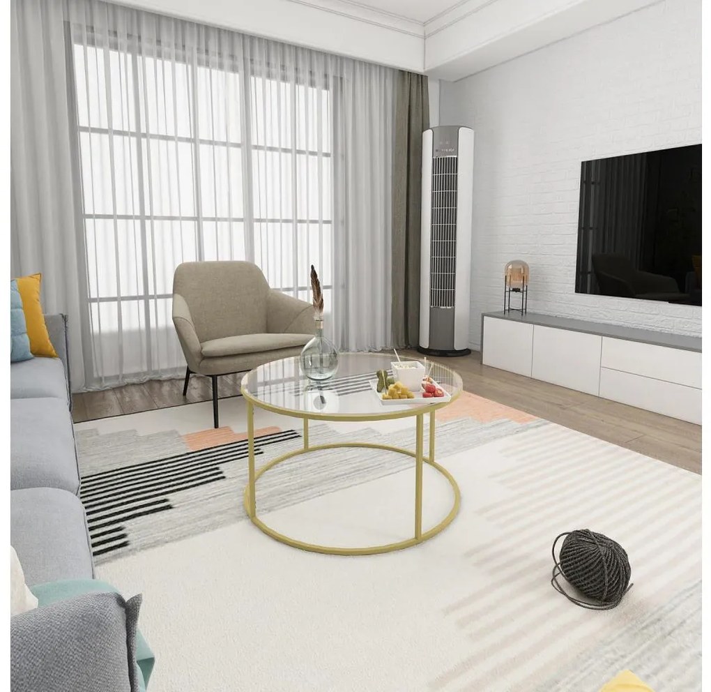 BERLIN konferencia asztal 80x45 cm arany/átlátszó