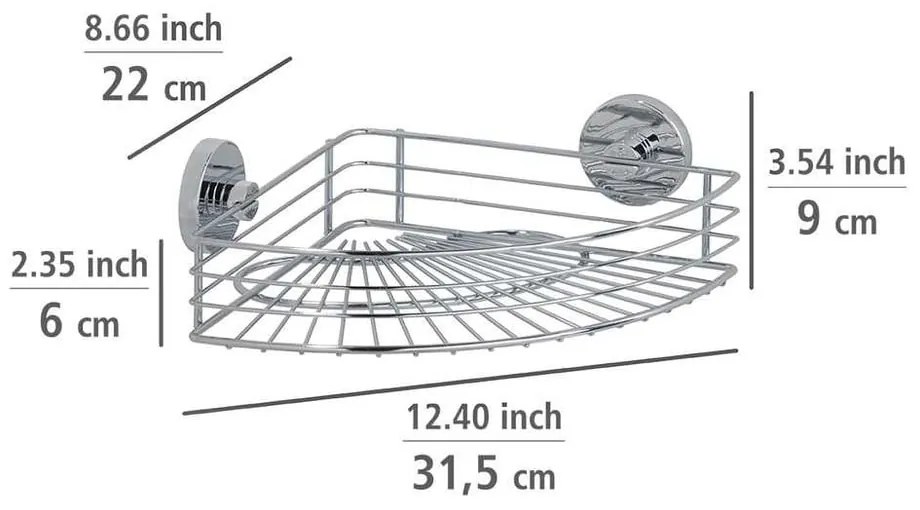 Vacuum-Loc öntapadós sarokpolc, max. 33 kg - Wenko