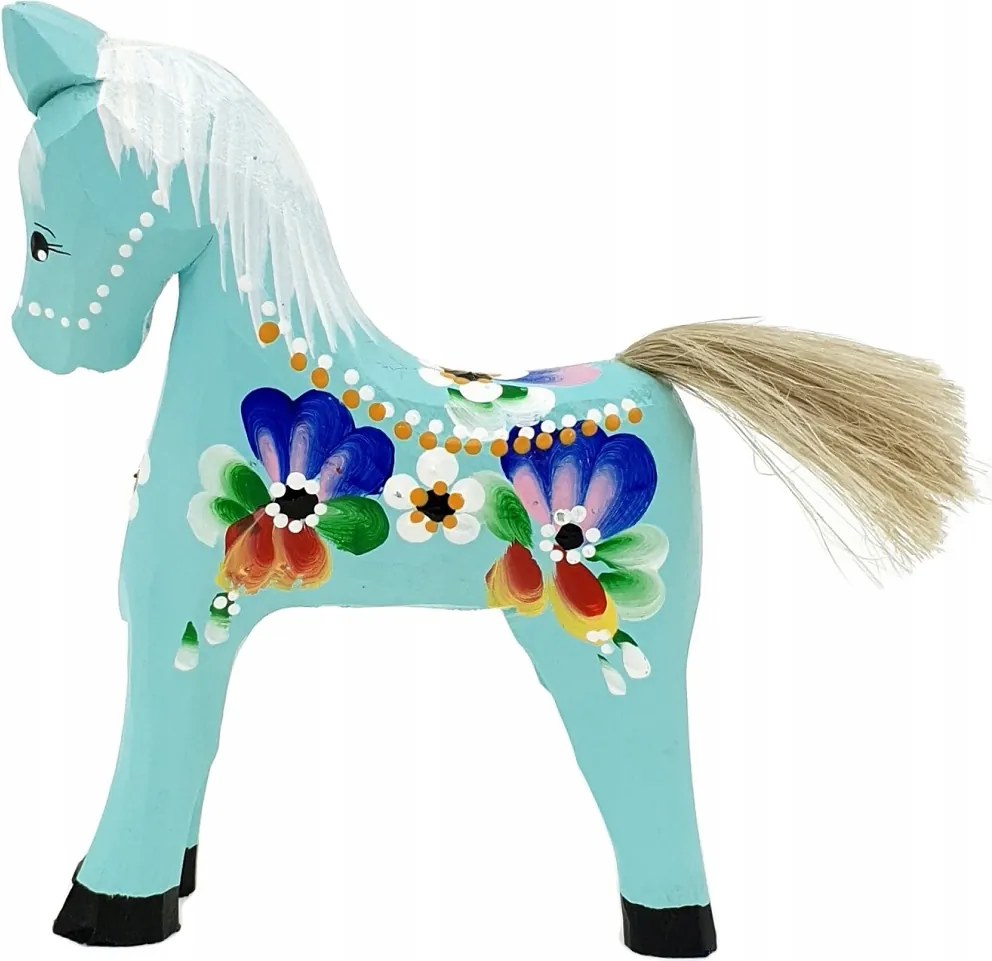 Dekoráció Festett Nagy Ló Folk Figura Faragott Fa Ló *24 cm.