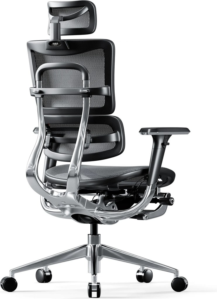 Ergonomikus irodai szék lábtartóval Normal Size, fekete-szürke: Diablo V-Master