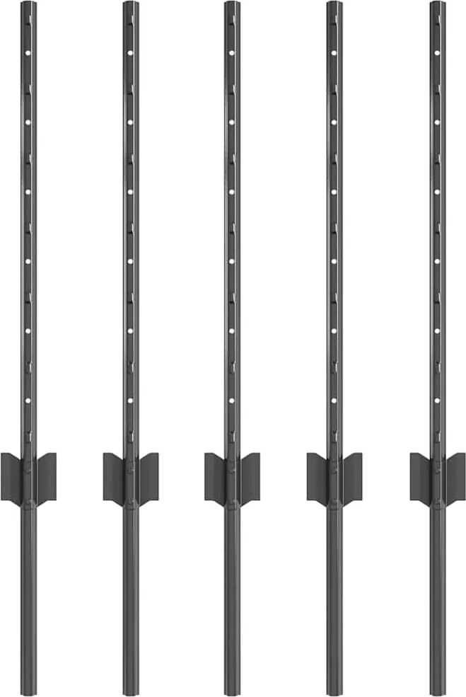vidaXL Kerítésoszlop 5 pcs Szürke 60 cm Acél