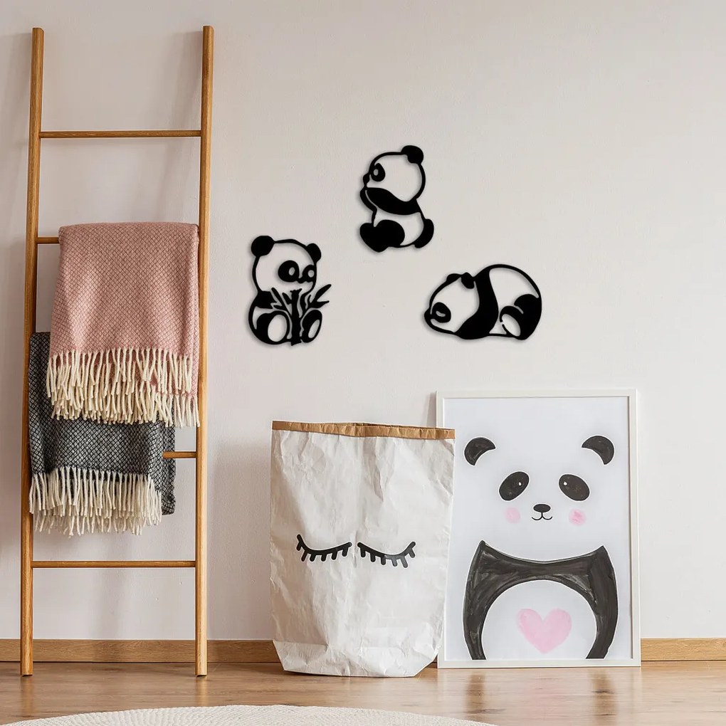 Pandas fém fali dekoráció, 18×26 cm
