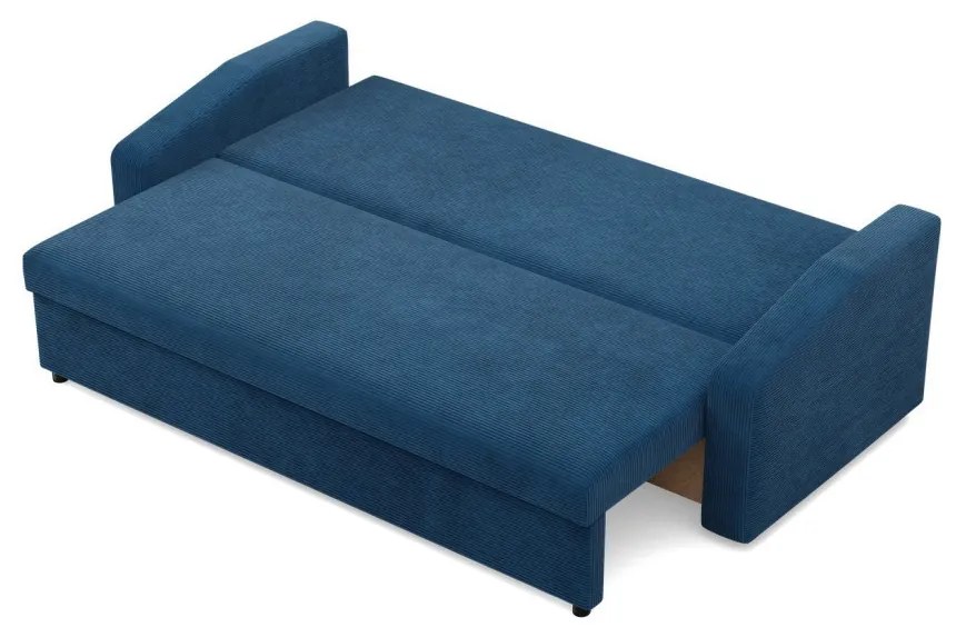 Zeus kanapéágy, kordbársony, hab töltet, döntött kartámasz, kék