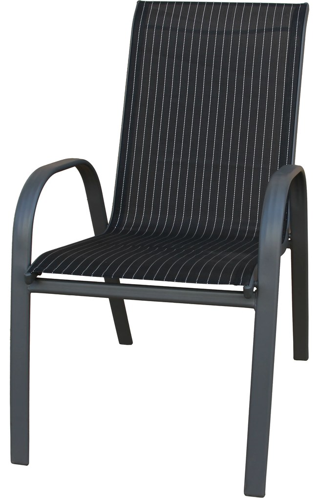 Praktiker magastámlás 55x84x92cm fekete csíkos kerti szék