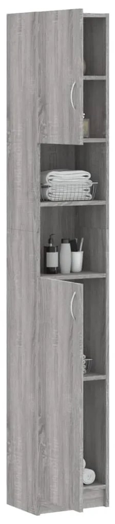 Szürke sonoma szerelt fa fürdőszobaszekrény 32 x 25,5 x 190 cm