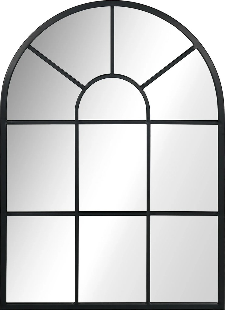 HOMCOM Fali Tükör 70 x 50 cm Ablak Tükör Fém Kerettel Dekoratív Fali Tükör Hálószobához Élet/Hálószobához, Fekete | Aosom