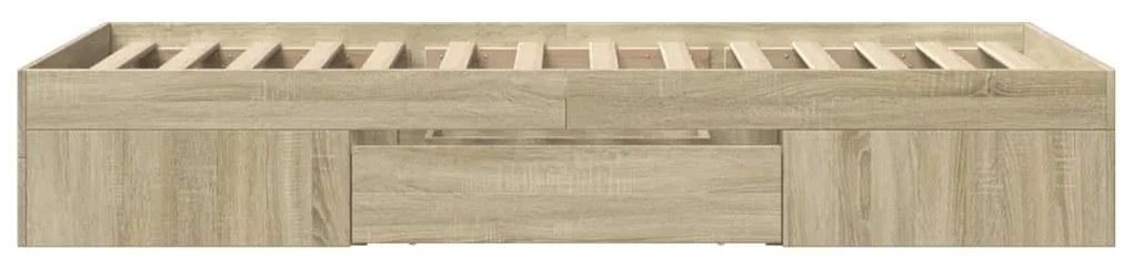 sonoma tölgy színű szerelt fa ágykeret matrac nélkül 75x190 cm