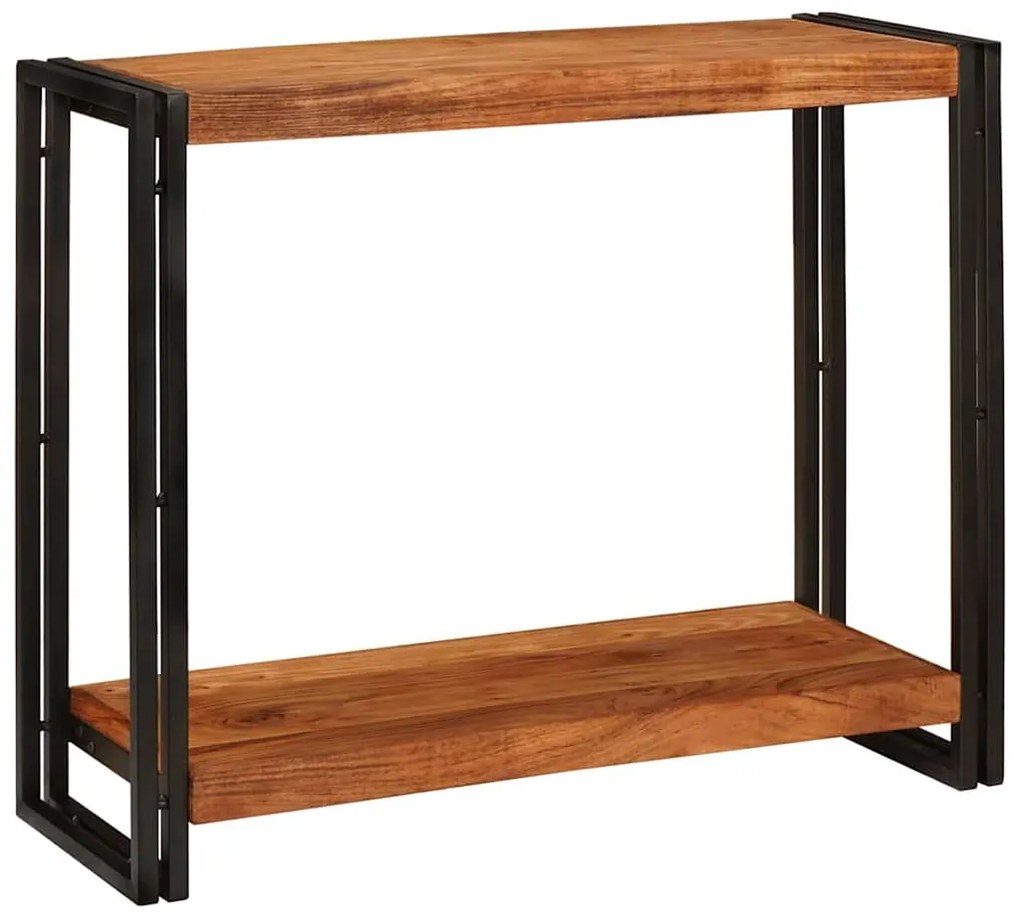Konzolasztal polcokkal Barna 90 x 33 x 75 cm tömör akácfa