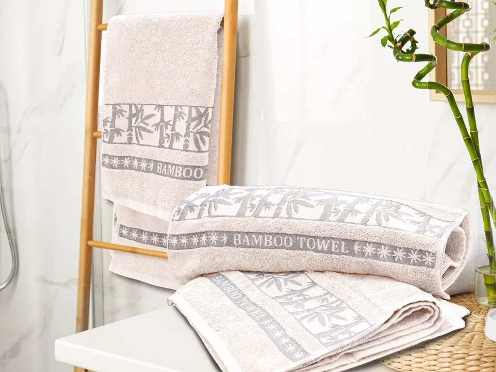 Bambusz törölköző BAMBOO 50x90 cm krém, 70% bambusz szál | 30% pamut