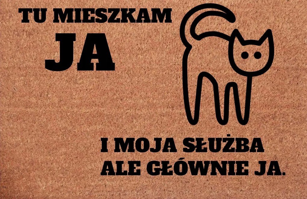 Lábtörlő Az Ajtó Alá Vicces Felirat Itt Élek Én És A Macska Szolgálatom