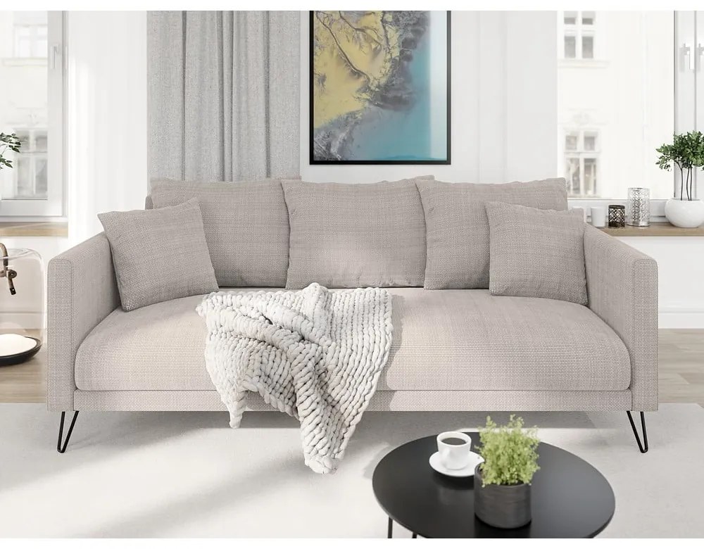 Világosbarna zsenília kanapé 200 cm Freya – Ropez