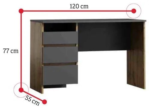 SADIF íróasztal, 120x77x55, tölgy wotan/antracit
