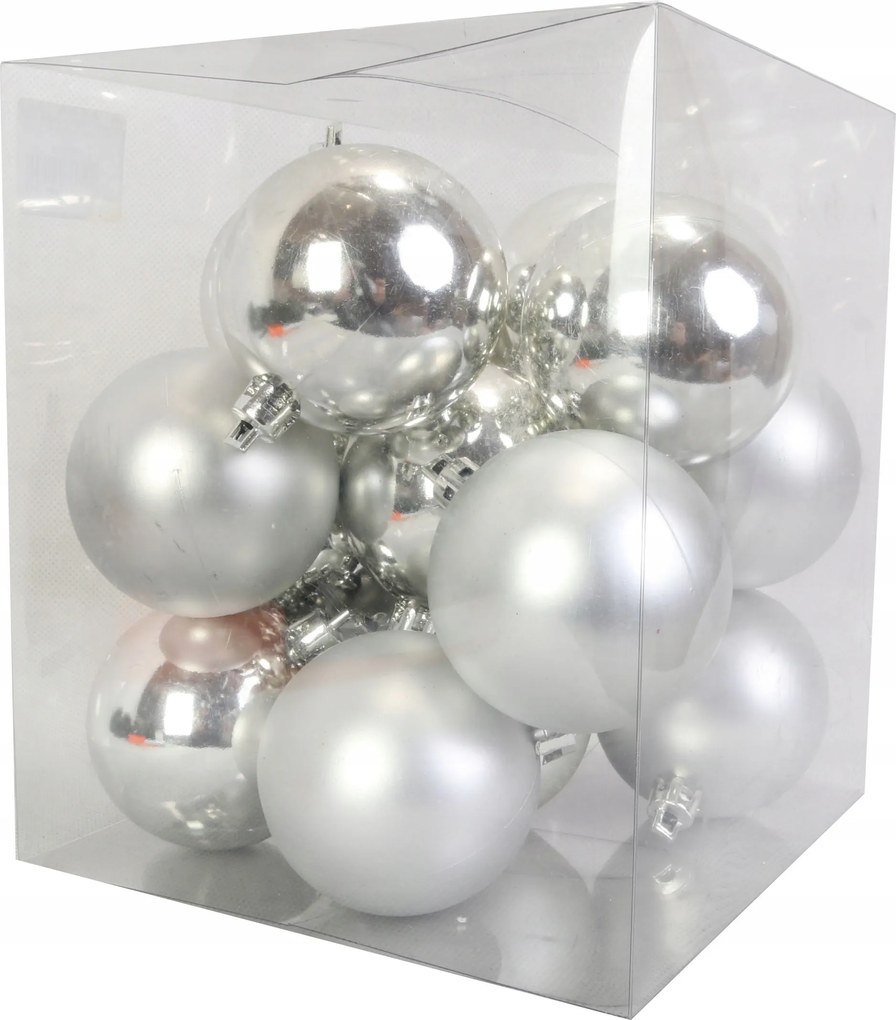 16 db-os műanyag gömb szett 6 cm ezüst