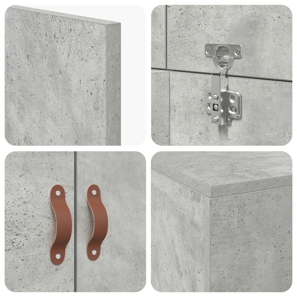 Ágykeret Beton szürke Engineered wood Tartós Tároló ágykeret