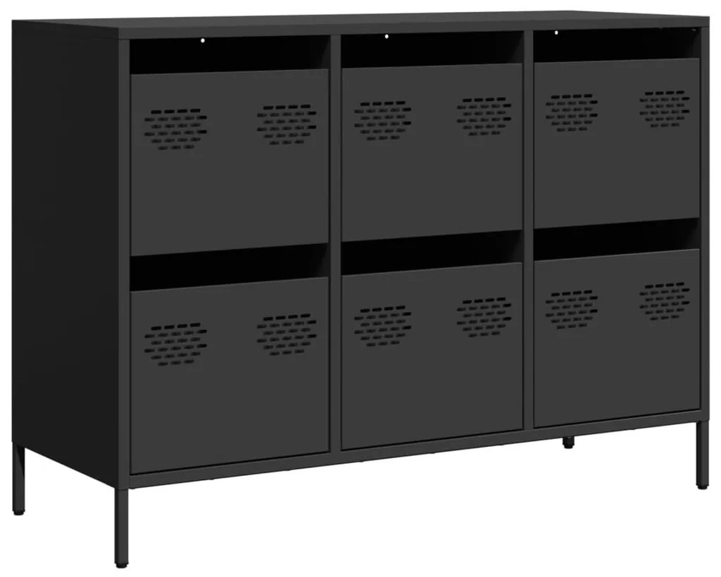fekete hidegen hengerelt acél tálalószekrény 101,5x39x73,5 cm