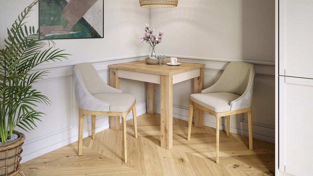 Mazzoni FONTE Artisan Tölgy / Bézs (Pezsgő) -KLASSZIKUS 130 cm-re BŐVÍTHETŐ ASZTAL KONYHÁBA/NAPPALIBA!