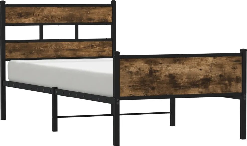 vidaXL füstös tölgy színű szerelt fa ágykeret matrac nélkül 107x200 cm