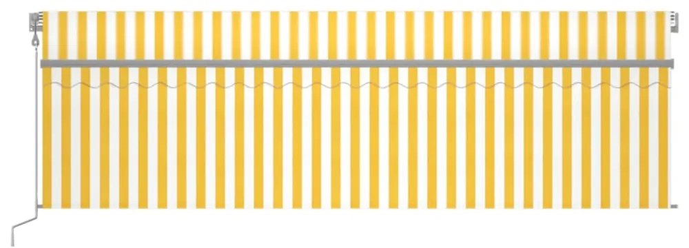 sárga-fehér redőnyös, LED-es, szélérzékelős napellenző 5x3 m