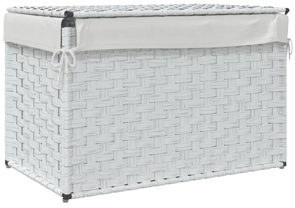 fehér polyrattan szennyeskosár fedéllel 55,5 x 35 x 34 cm