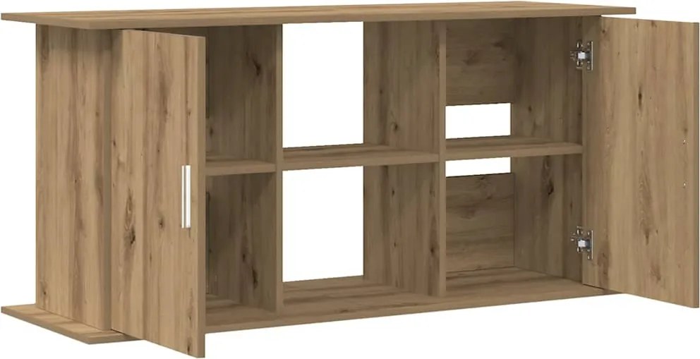 vidaXL kézműves tölgyfa akváriumállvány 121 x 41 x 58 cm rétegelt fából