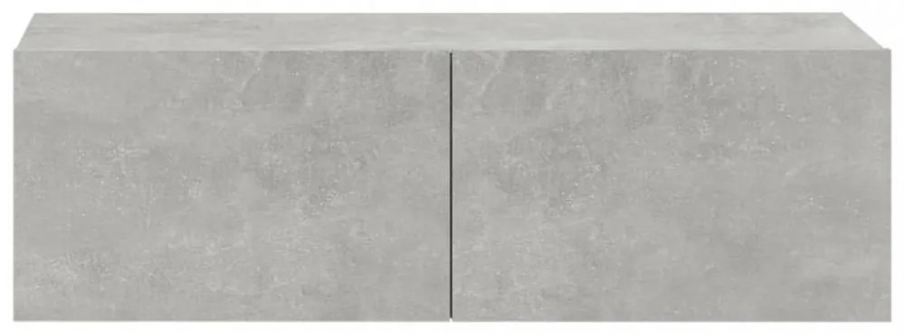 2 db betonszürke szerelt fa fali TV-szekrény 100 x 30 x 30 cm