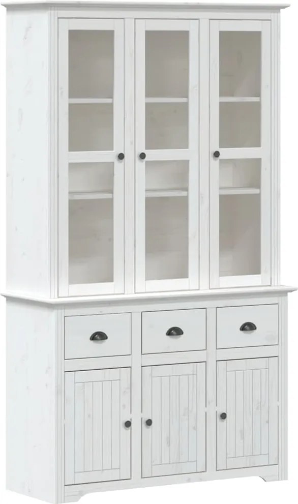 vidaXL BODO fehér tömör fenyőfa magasszekrény 115,5x43x200,5 cm