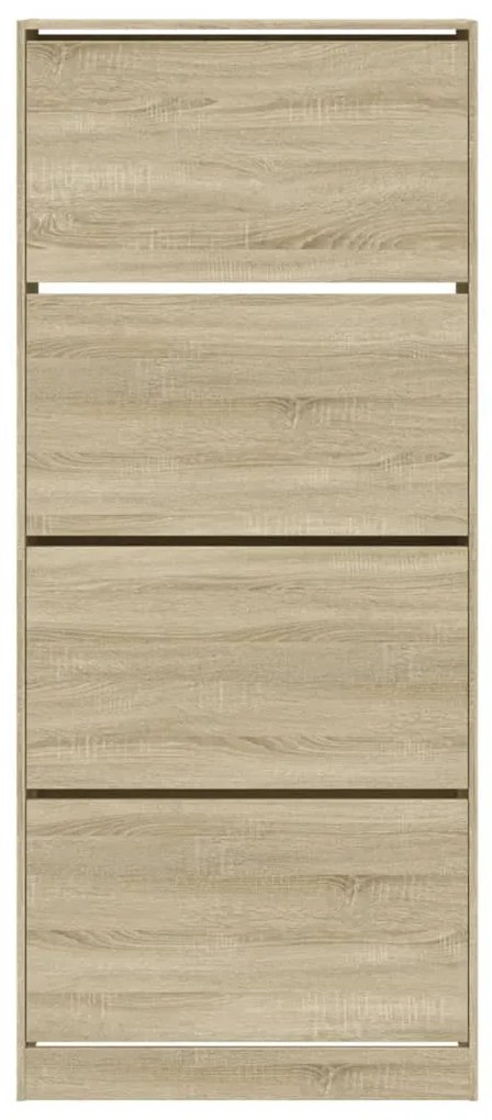 sonoma tölgy cipőszekrény 4 kihajtható fiókkal 80x34x187,5 cm