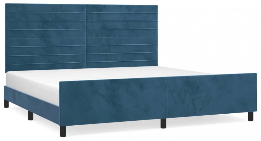 sötétkék bársony ágykeret matrac nélkül 200x200 cm
