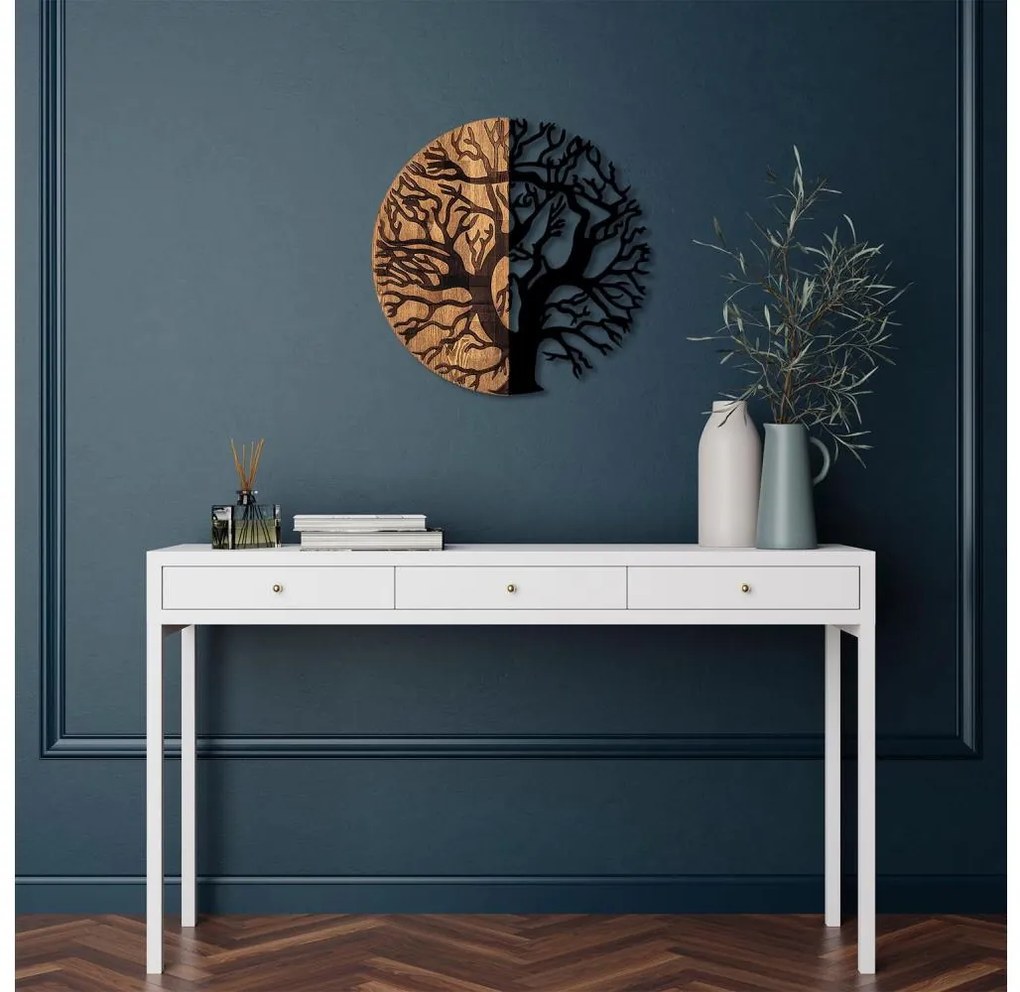 Fali dekoráció 56 cm átmérő, fa/fém faág mintával