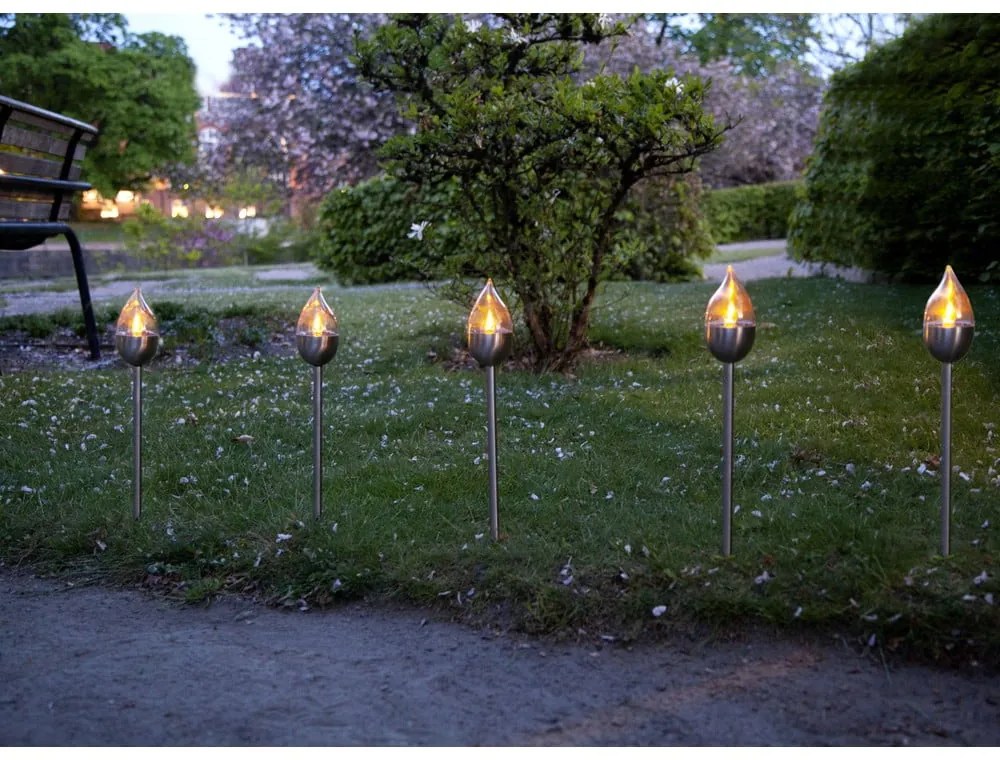 Napelemes LED talajba szúrható kültéri lámpa szett 3 db-os (magasság 40 cm) Olympus – Star Trading