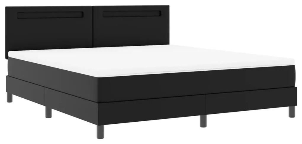 Boxspringágy fekete színben, szuper king méretben, műbőr matraccal