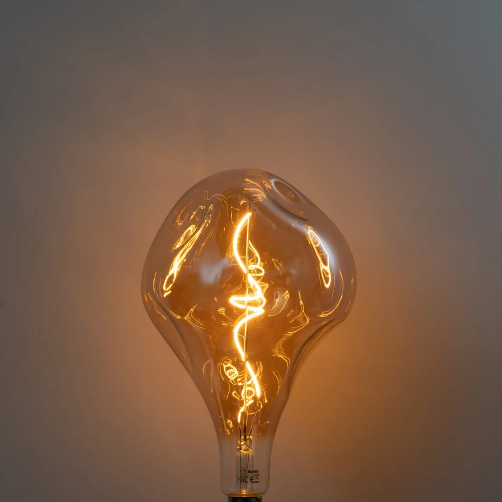 E27 dimmelhető LED lámpa spirál izzószállal PS160 borostyán 6W 340 lm 1800K