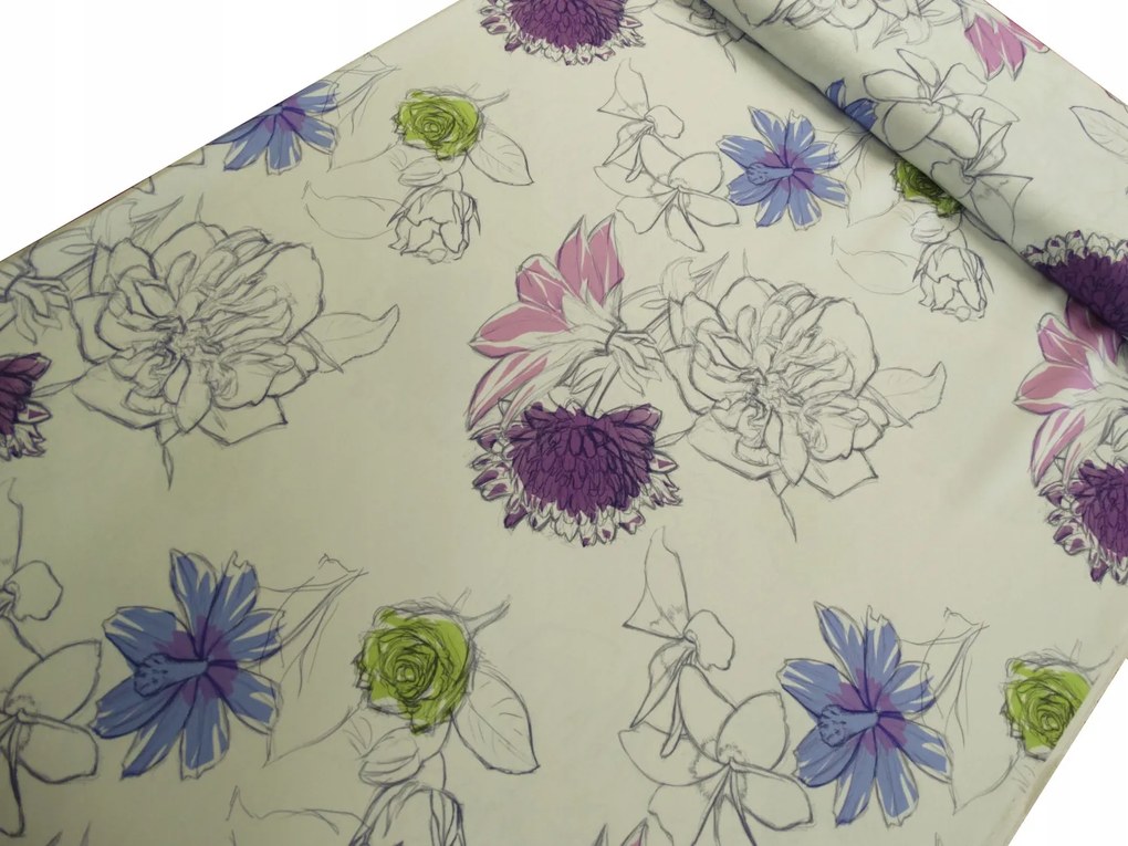 Mg Tk függöny 3D Rajzolt Virágok F prod pol 1601