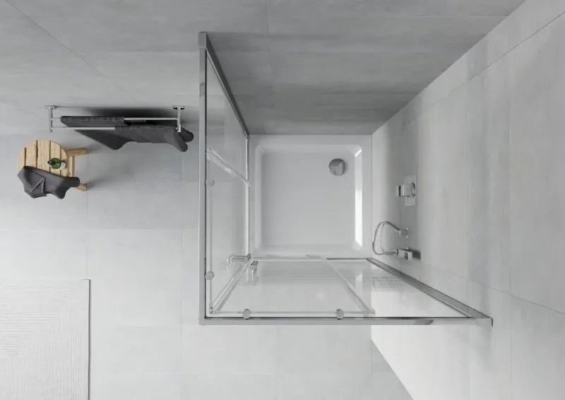 Mexen Rio 90 x 90 cm-es szögletes zuhanykabin, fehér csíkok, króm + Flat zuhanytálca, fehér - 860-090-090-01-20-4010