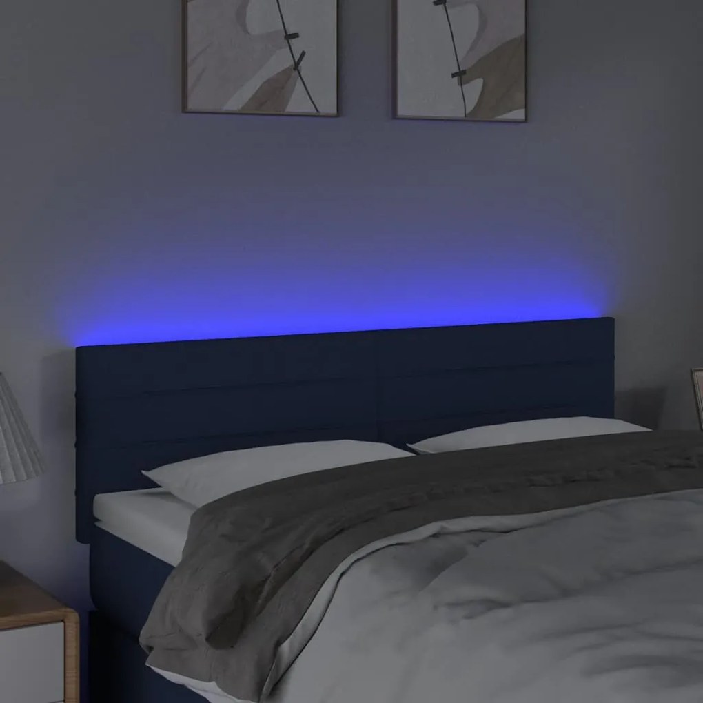 kék szövet LED-es fejtámla 144x5x78/88 cm