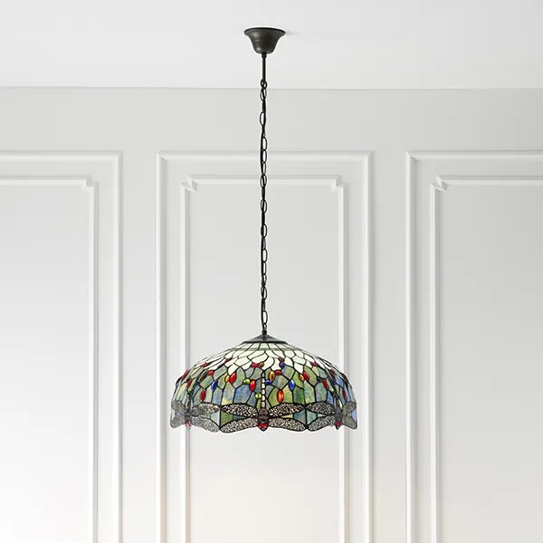 Endon klasszikus tiffany függeszték dragonfly blue sötétbarna sokszínű end66148