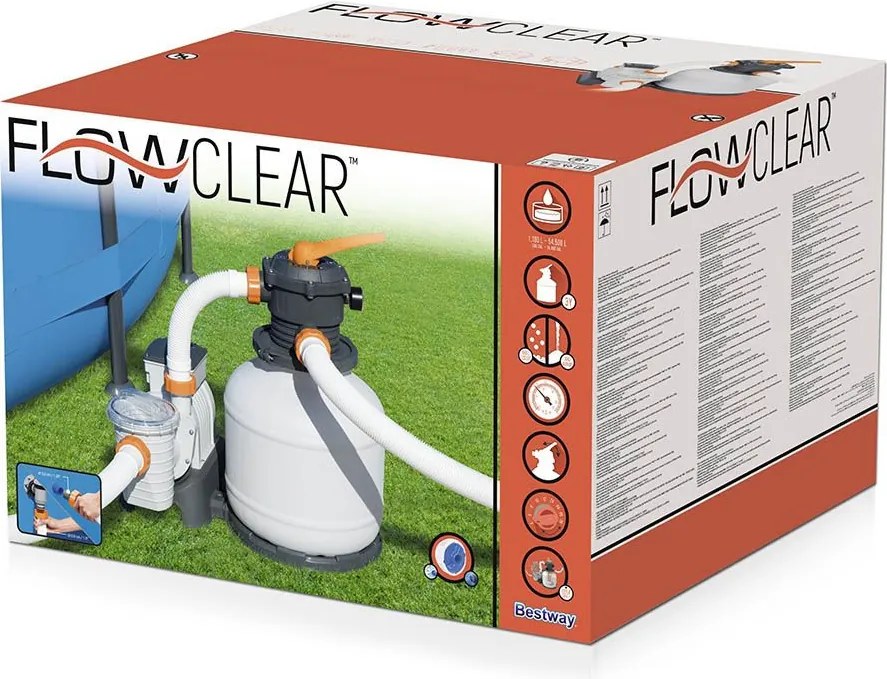 Flowclear Homokszűrős vízforgató 8 m³/h ChemConnect vegyszeradagolóval
