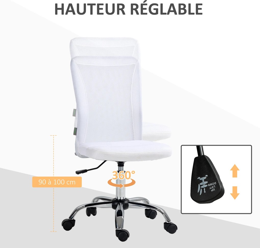 Vinsetto Ergonomikus Irodai Szék Magasságban Állítható Menedzser Szék 360°-ban Forgatható Fehér Háló Kárpitozással | Aosom
