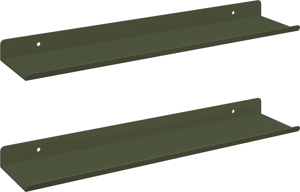 vidaXL Lebegő polc 2 pcs Olajzöld 40 x 9 x 2,5 cm Acél