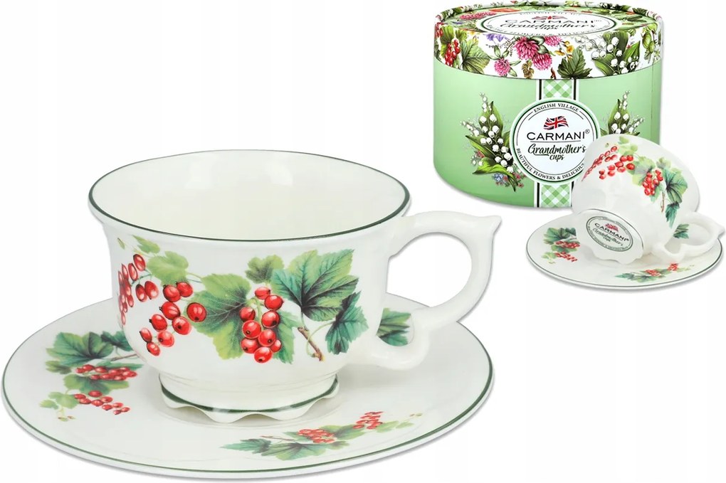 Porcelán nagymama csésze Piros Ribizli