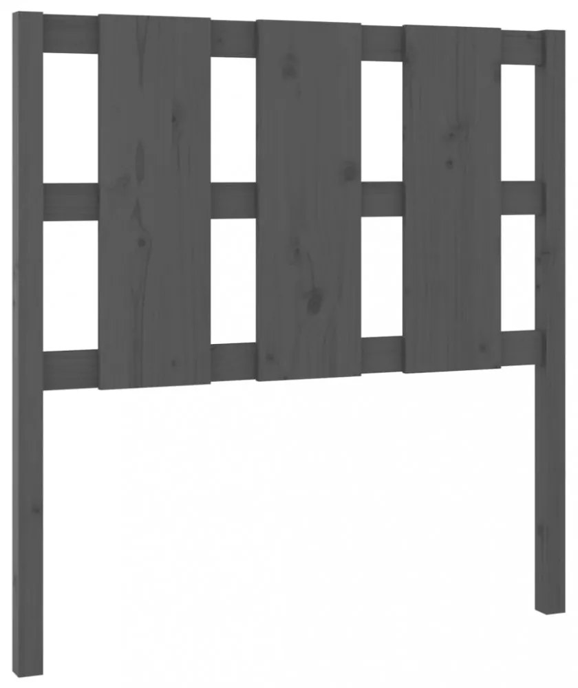 szürke tömör fenyőfa ágyfejtámla 105,5x4x100 cm